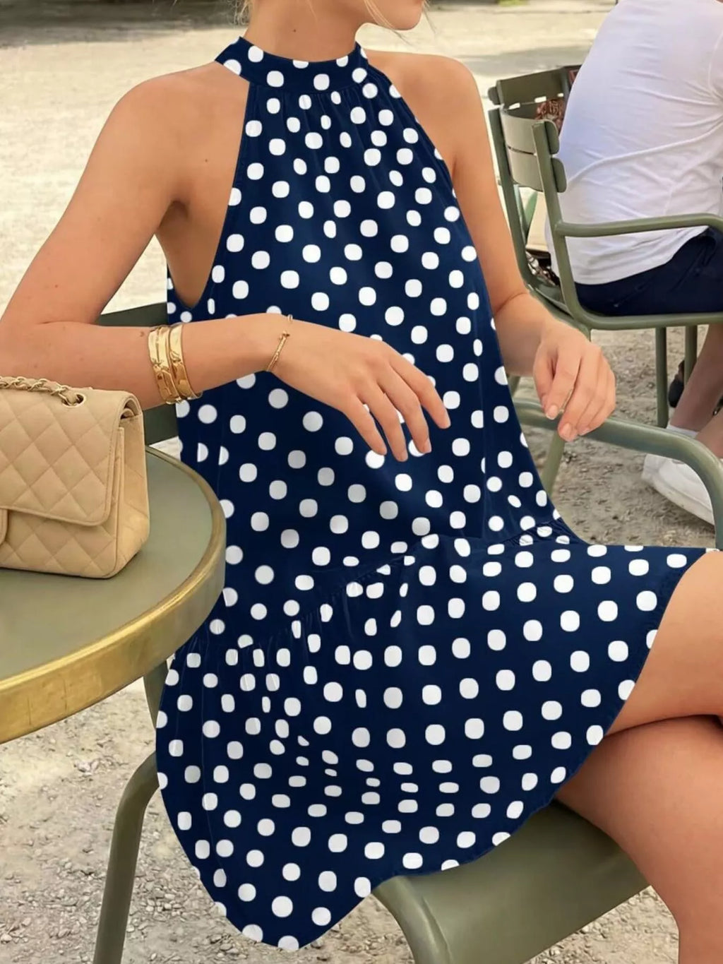 Polka Dot Halter Neck Mini Dress