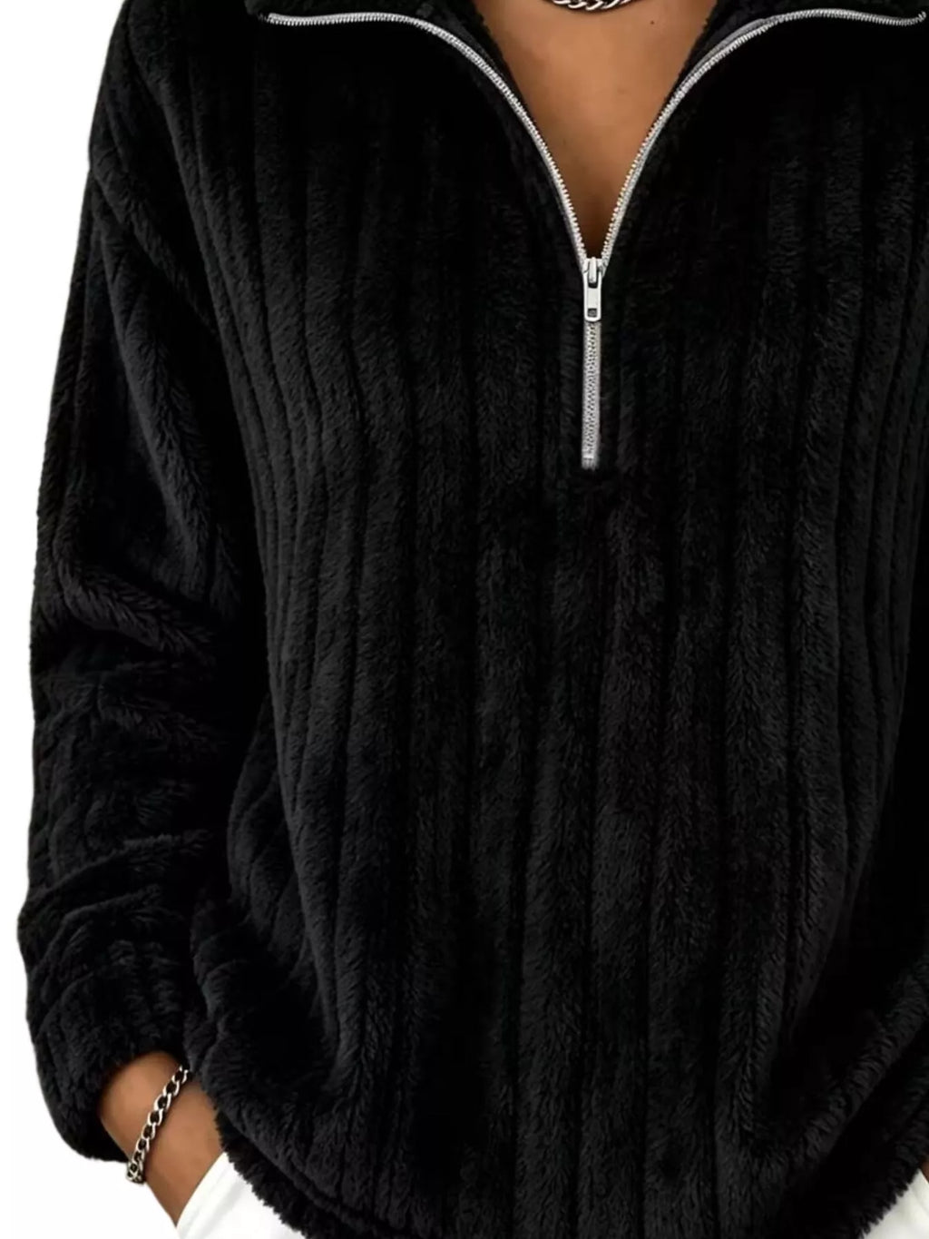 Quarter-Zip Dropped Shoulder Sweatshirt