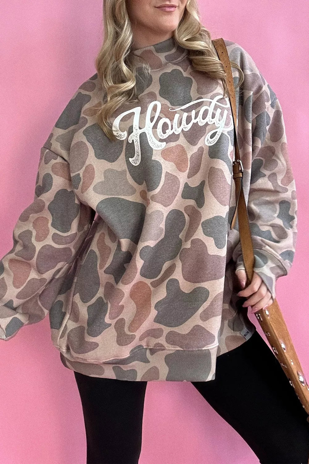 Plus Size Multicolour Camouflage Western Graphic Sweatshirt