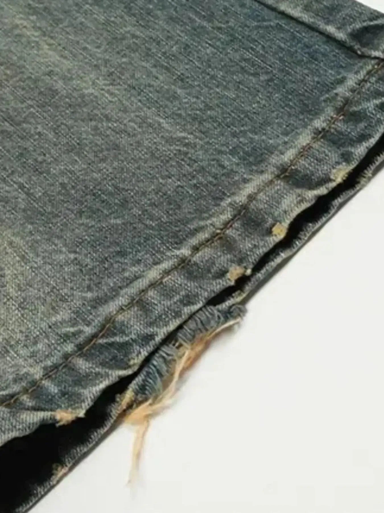 Men's Distressed Washed Straight Jeans