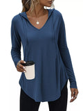 Full Size Drawstring Long Sleeve Hooded Top Plus Size