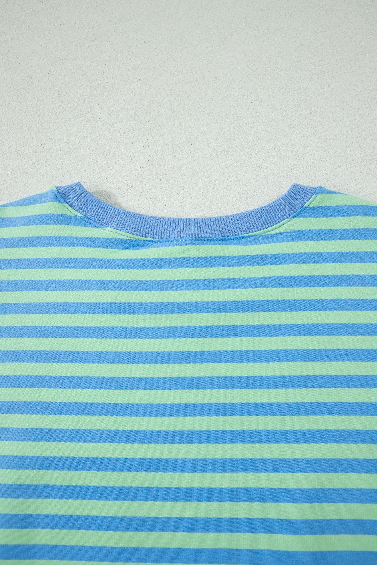 Green Stripe Striped Ribbed Cotton Two-Piece Pant Set with Chest Patch Detail
