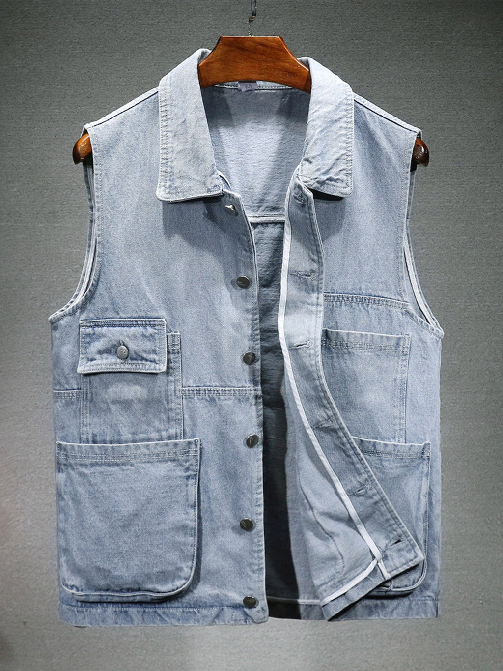 Men's Plus Size Vintage Washed Denim Vest