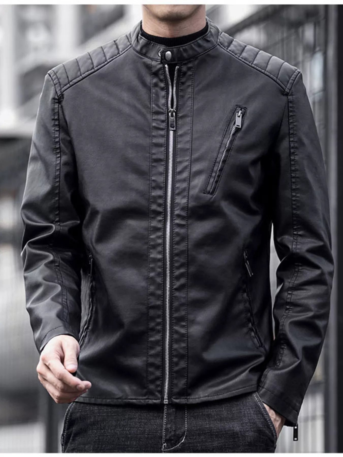 Men's Plus Size Zip Up Long Sleeve Jacket