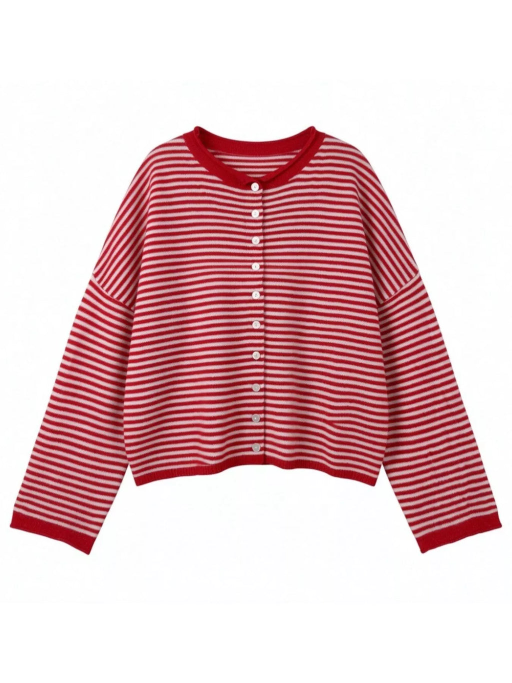 Button-Down Striped Knit Cardigan
