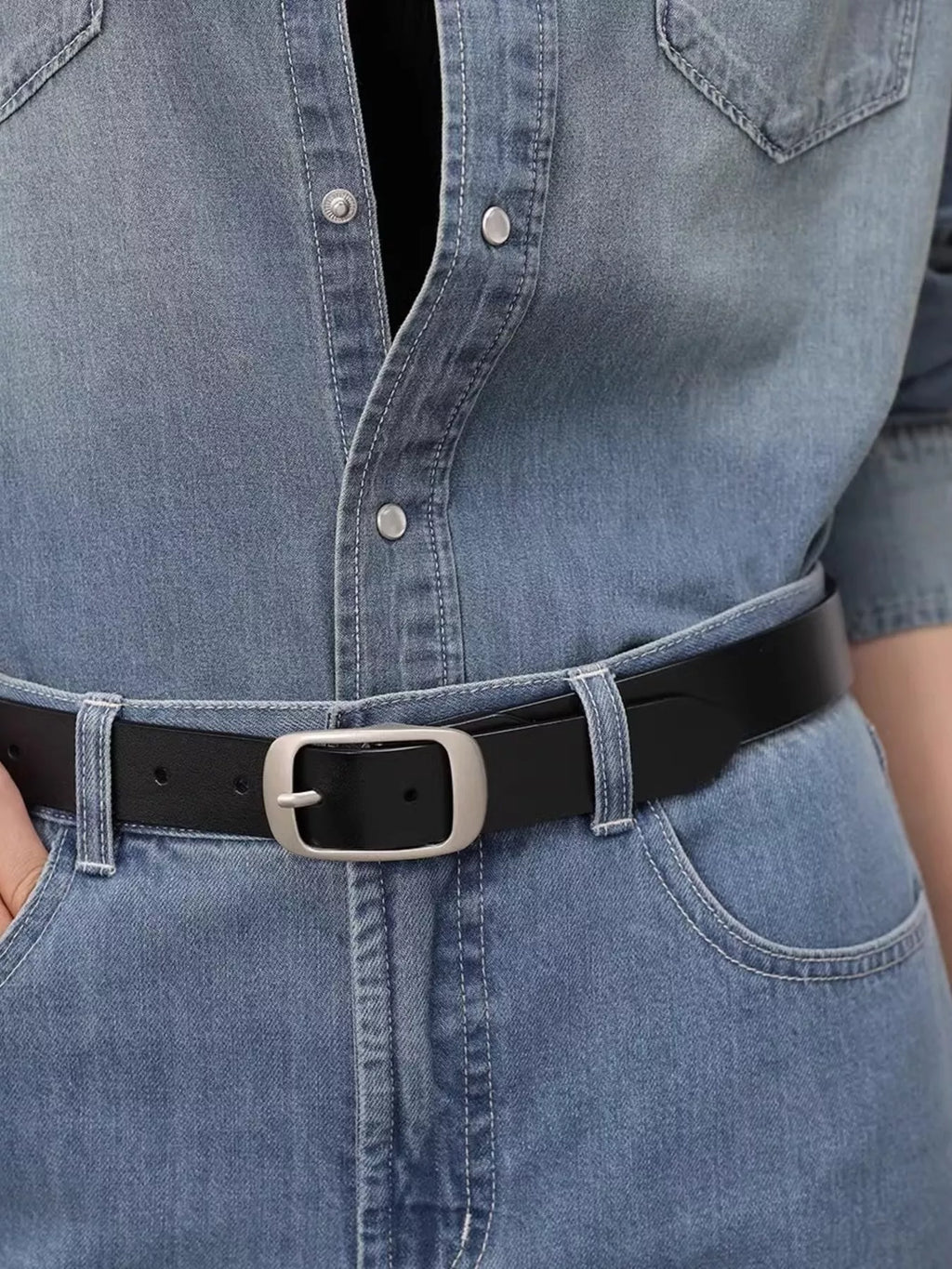 Leather Belt with Silver Buckle
