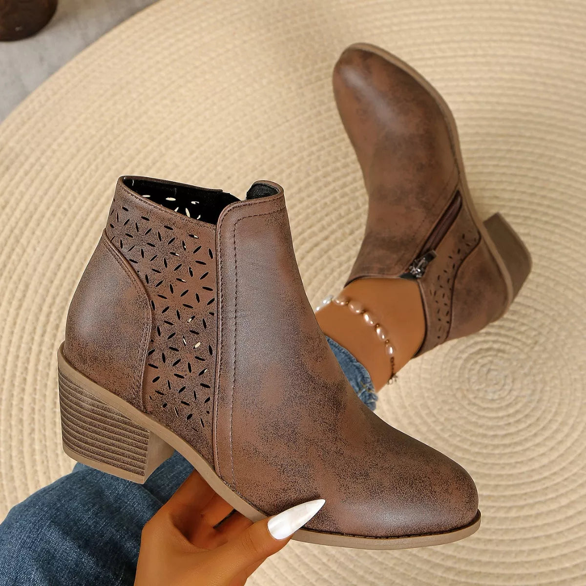 Point Toe Block Heels Boots