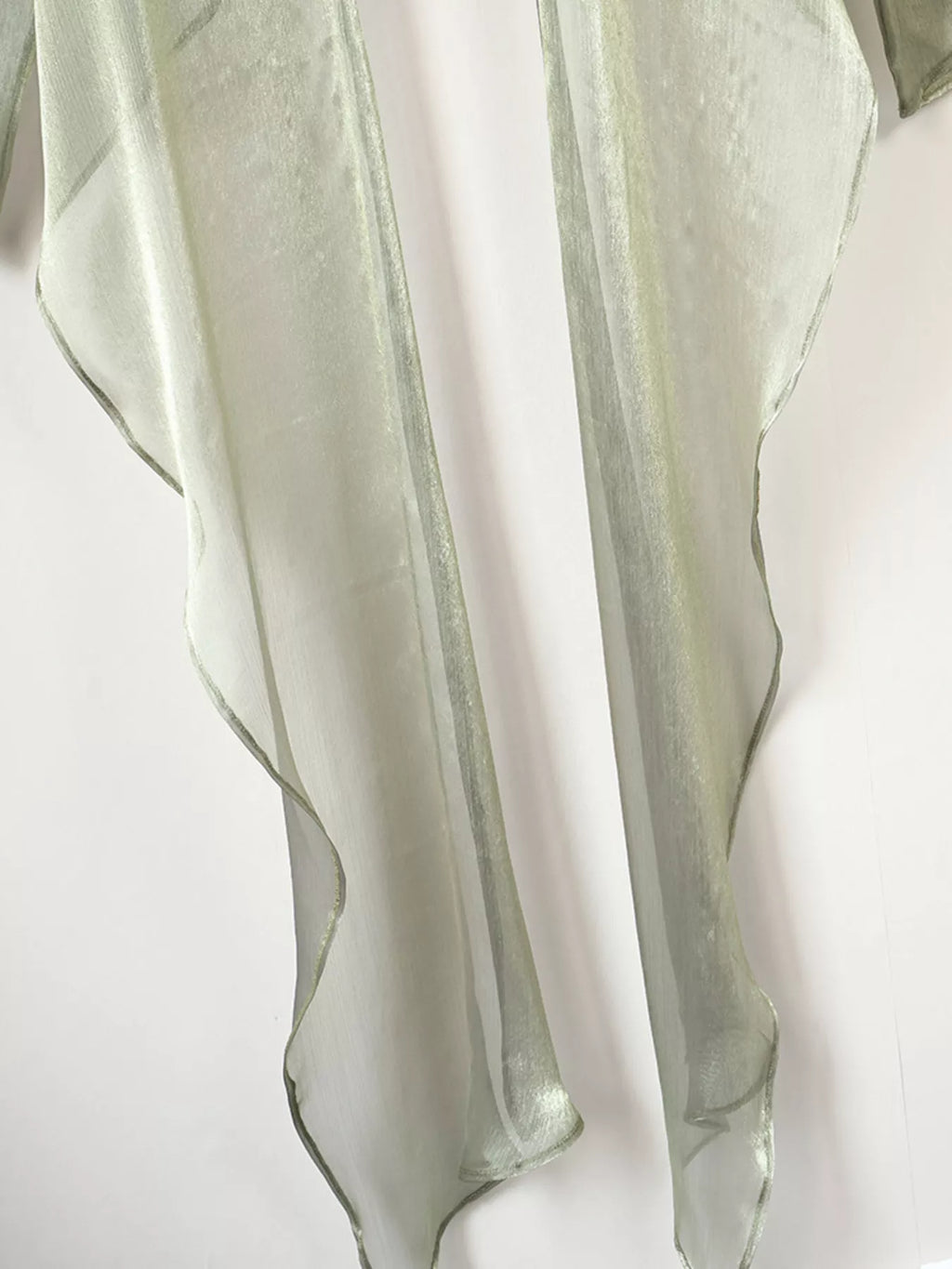 Sheer Front Tie Detail Long Sleeve Shirt