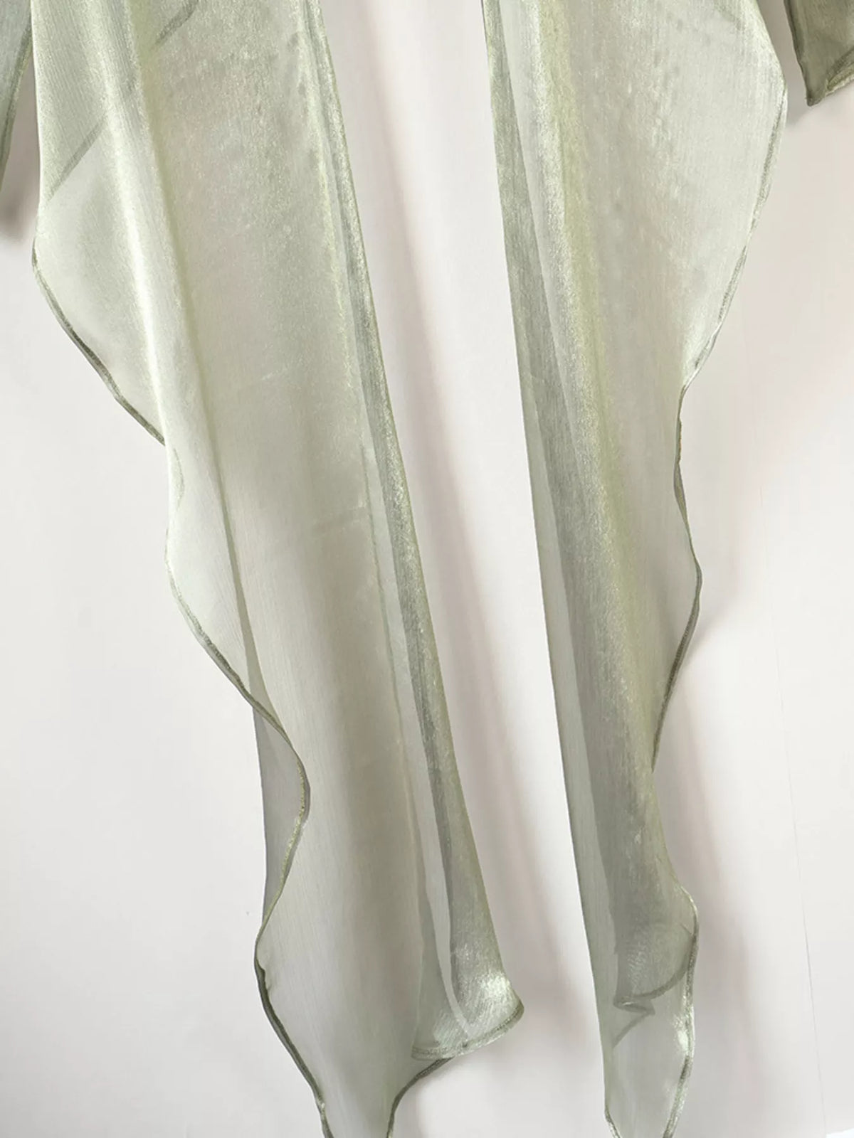 Sheer Front Tie Detail Long Sleeve Shirt