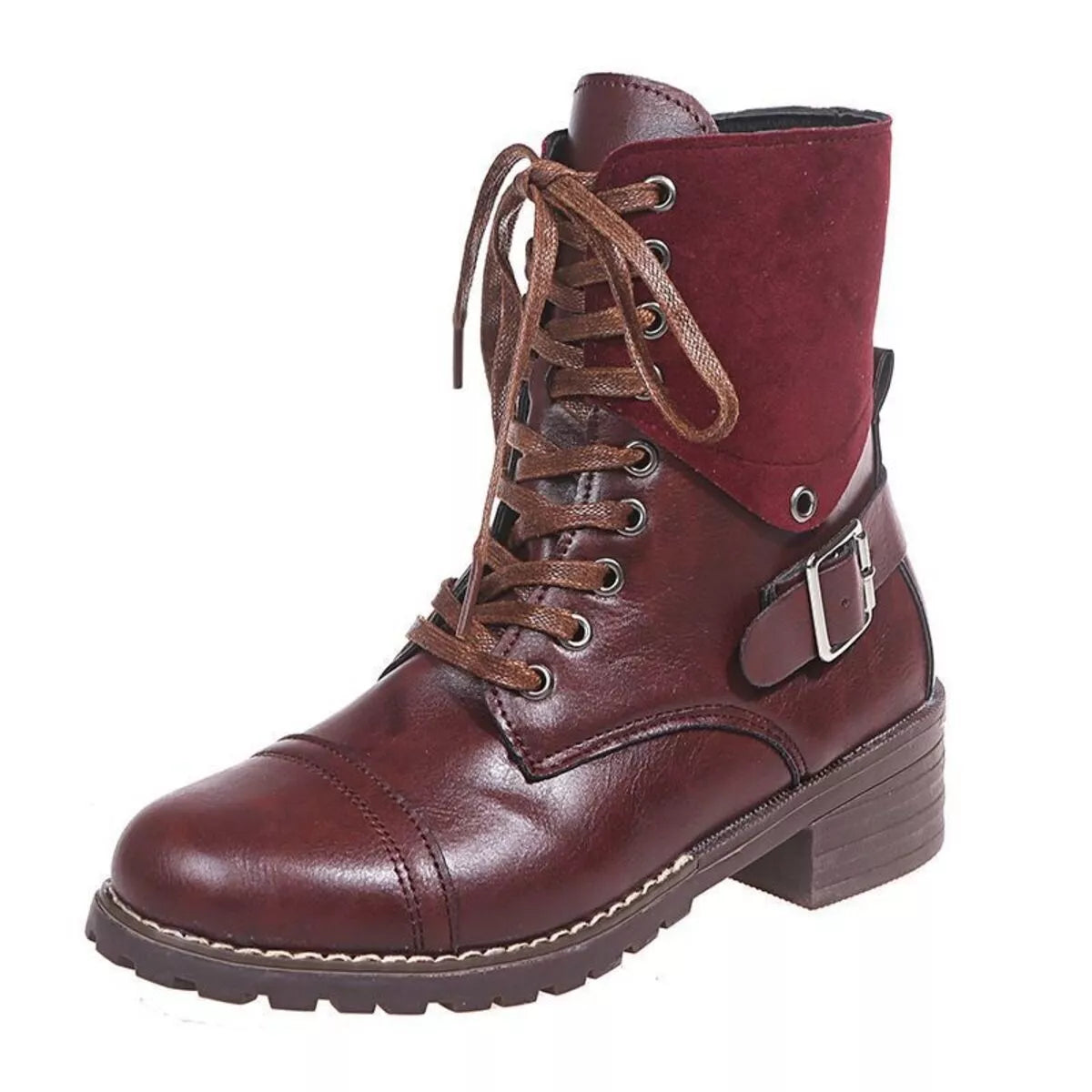 Lace-Up Block Heels Boots