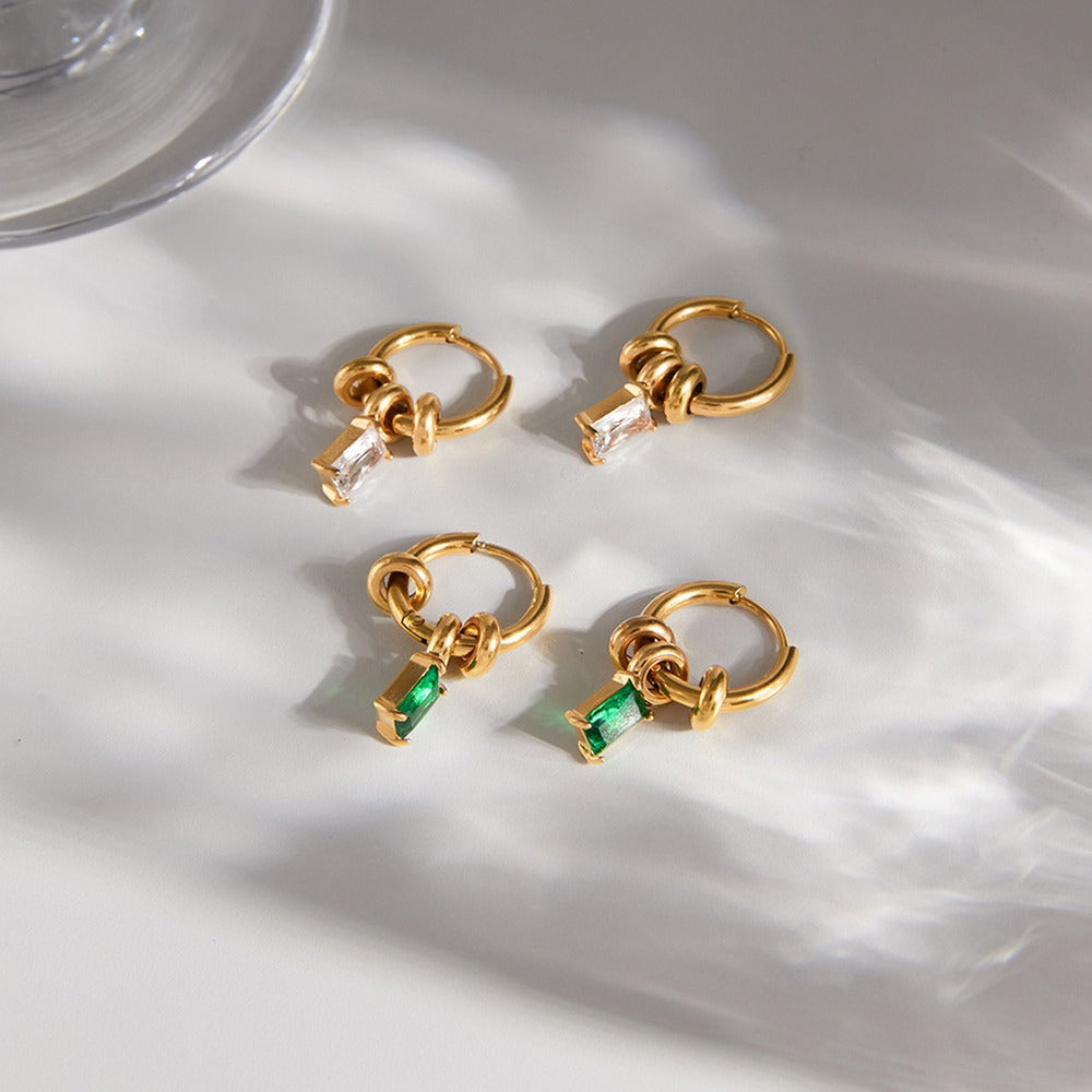 Green Zircon Hoop Earrings