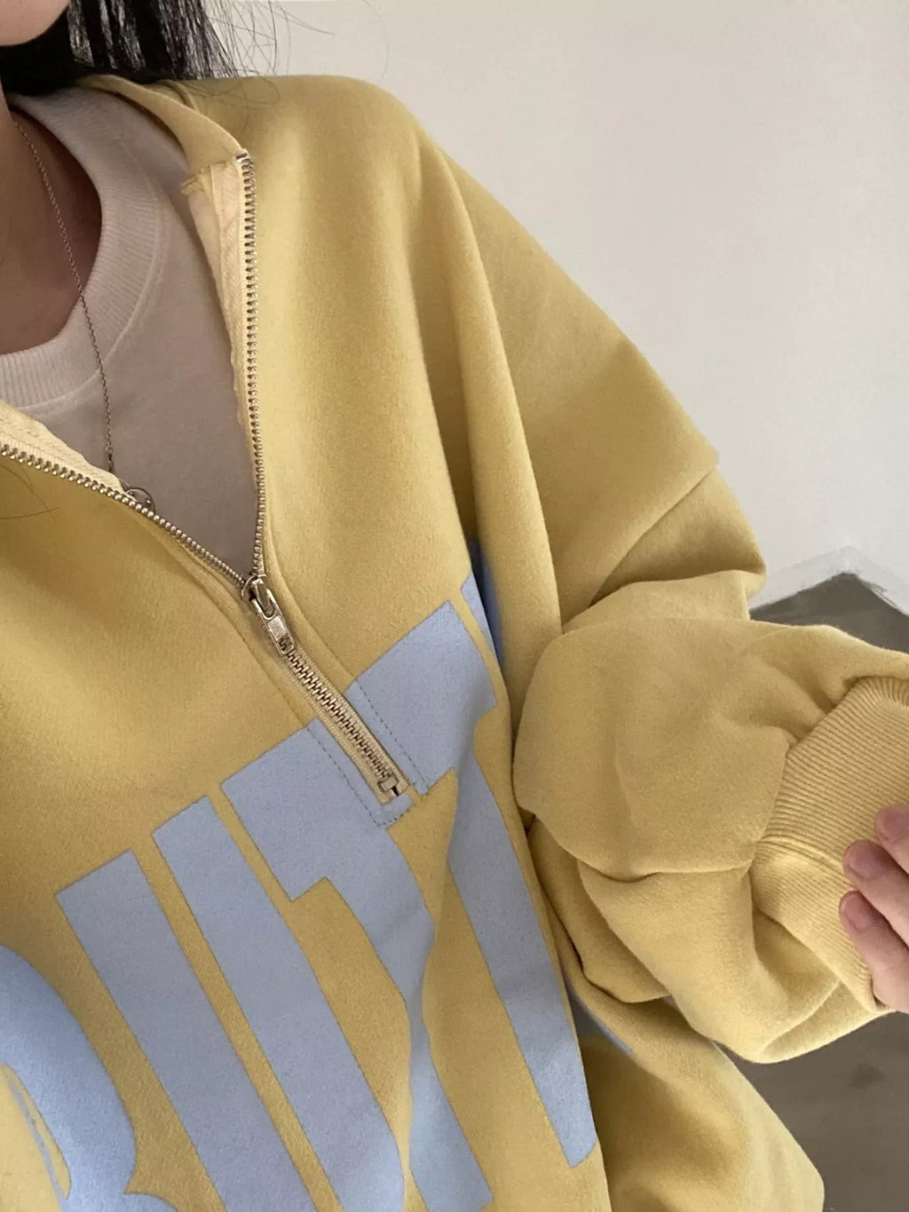 Half-Zip Letter Graphic Sweatshirt