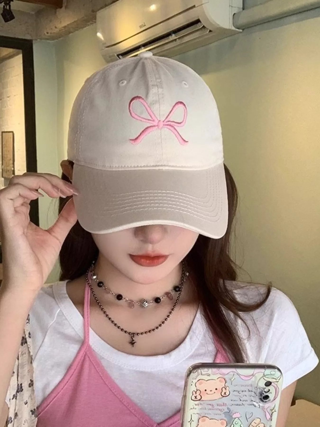 Embroidered Bow Baseball Cap