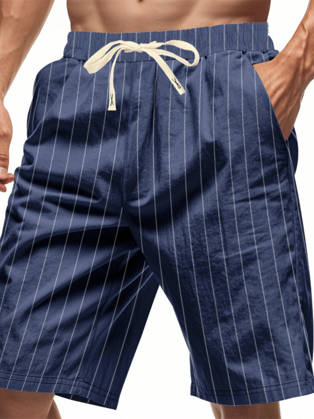 Men's Full Size Striped Drawstring Casual Shorts Plus Size