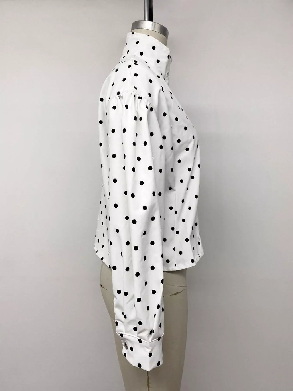 Polka Dot Zip Up Cropped Jacket