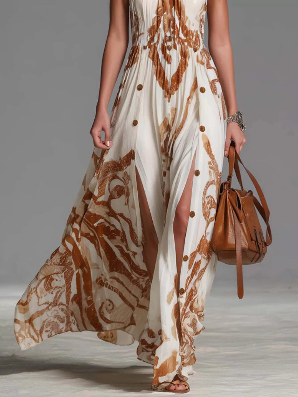Printed Halter Neck Maxi Dress