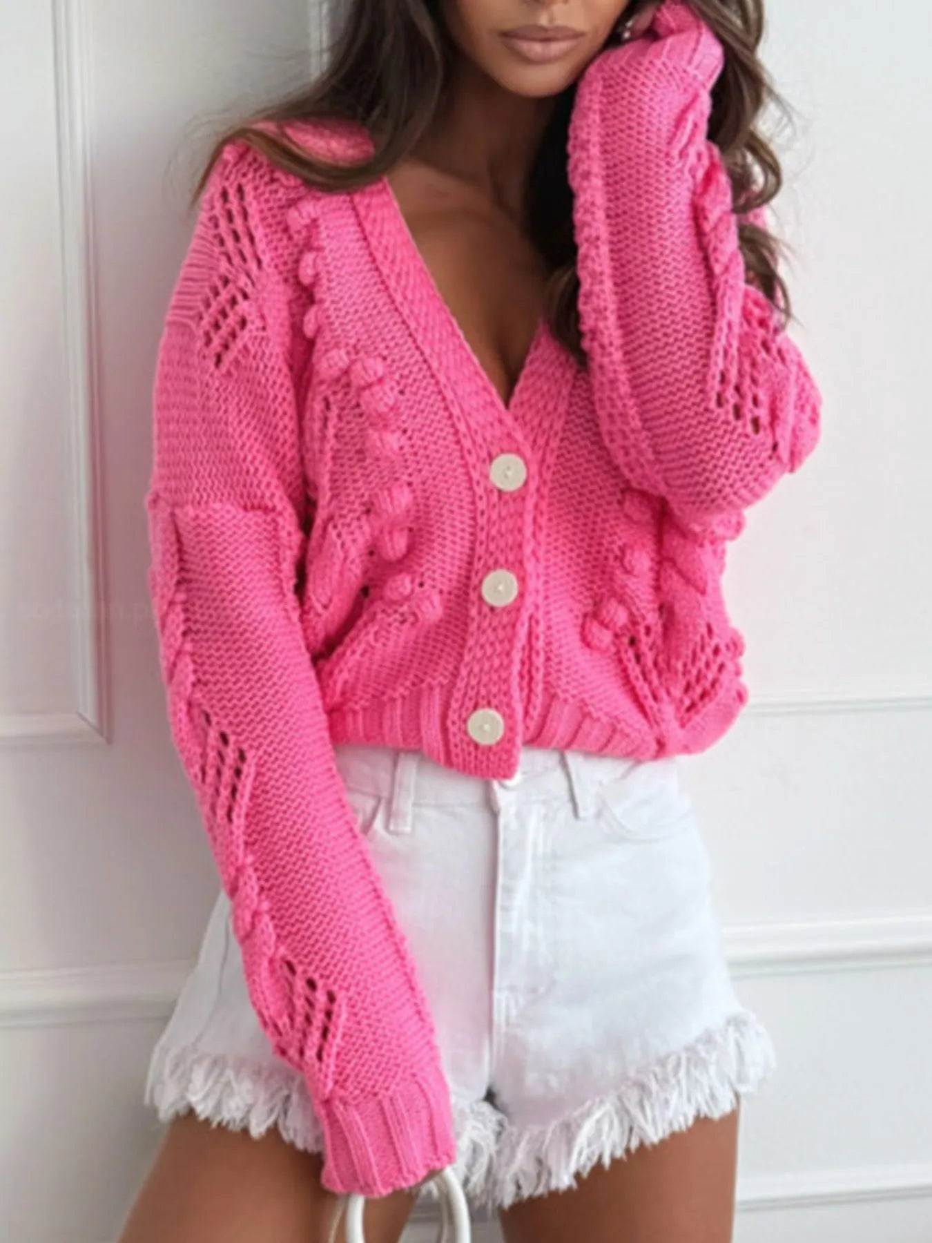Button Up V-Neck Cardigan