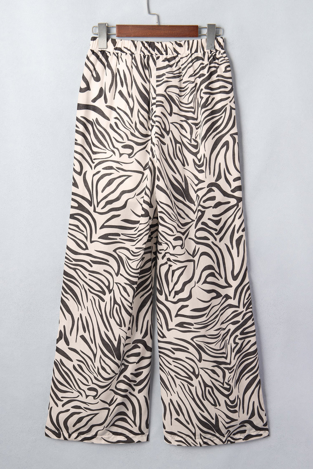 Multicolour Western Print Zebra Pattern Elastic Waist Pocket Full-Length Pants