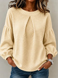 Waffle Knit Round Neck Top