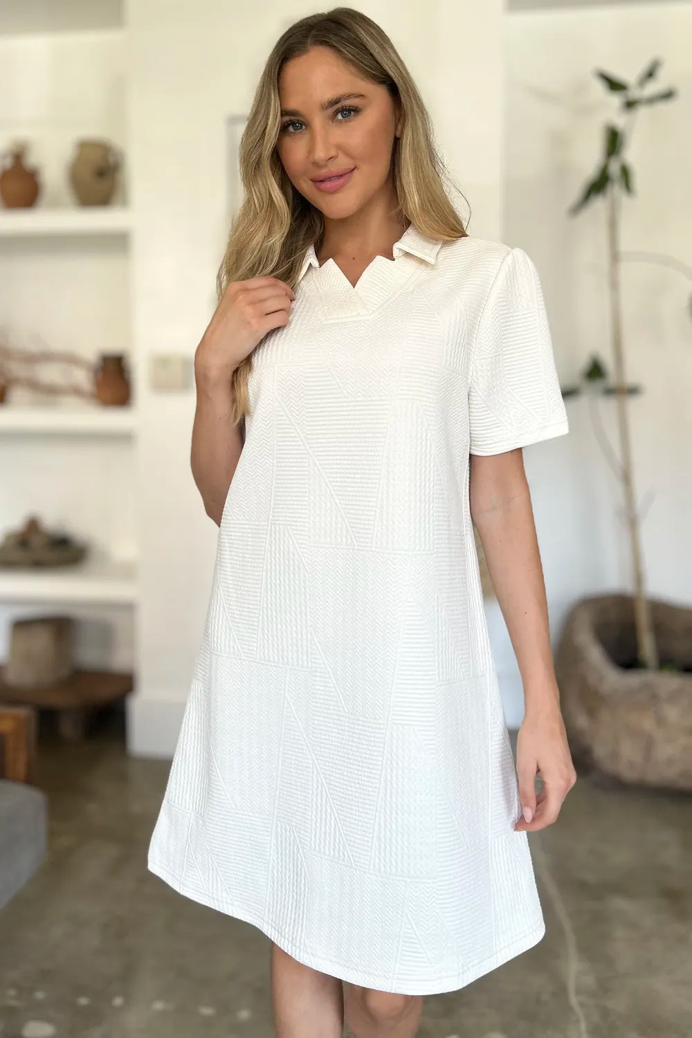 Texture Short Sleeve Dress