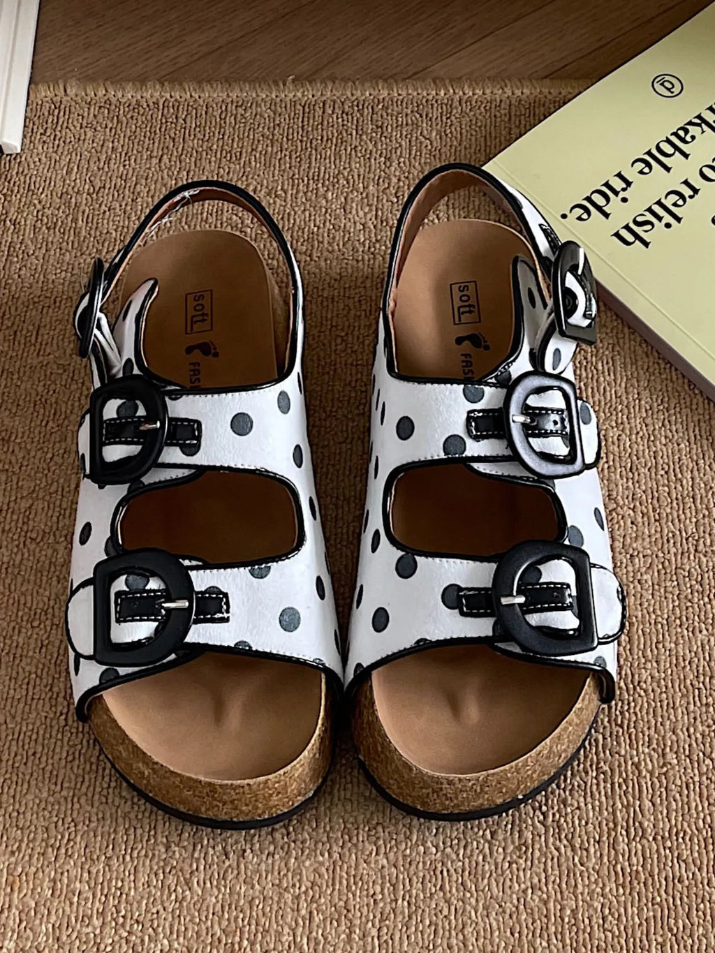 Polka Dot Double Buckle Platform Sandals