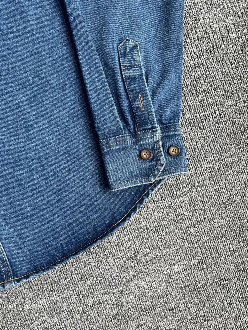 Men's Plus Size Button Up Washed Denim Shirt