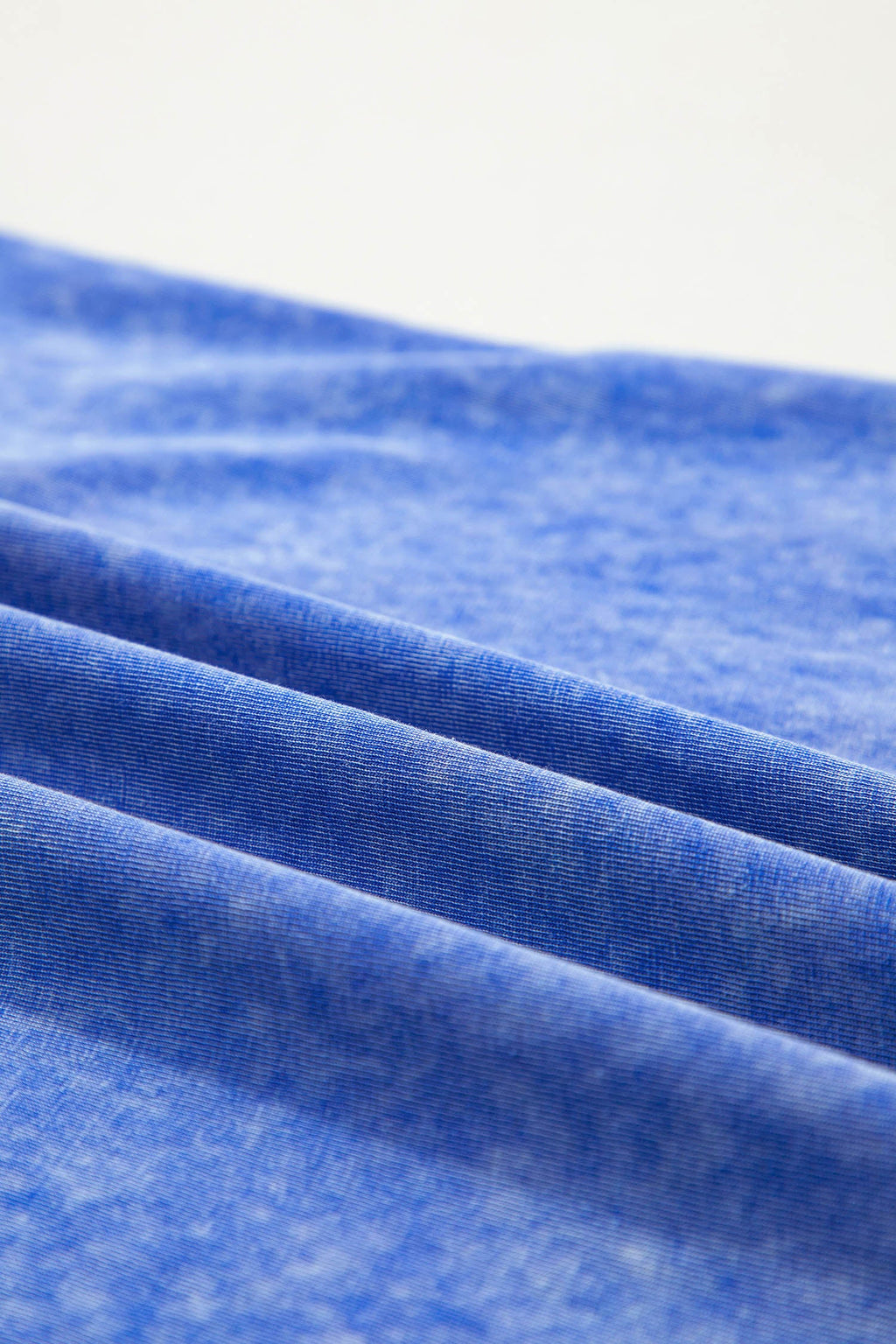 Sky Blue Mineral Wash Raw Seam Lace Sleeve Cotton Tee