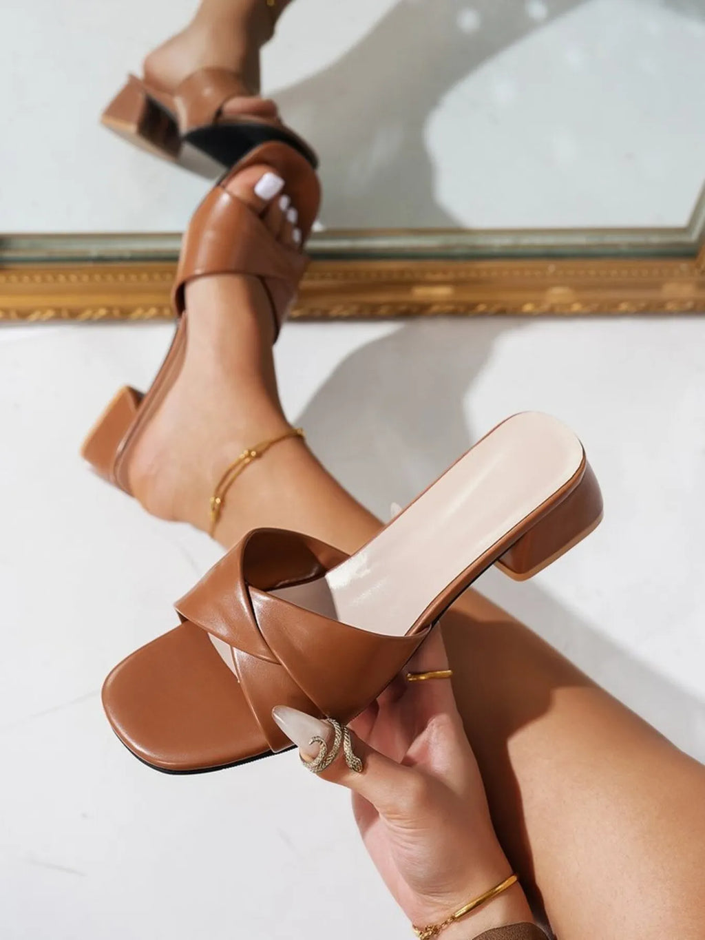Open Toe Block Heels Sandals