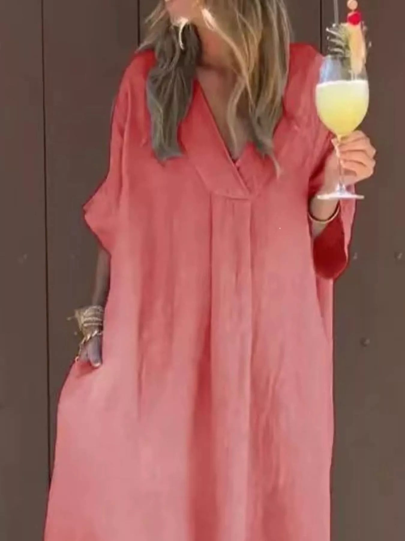 Full Size V-Neck Maxi Dress with Flowy Silhouette Plus Size