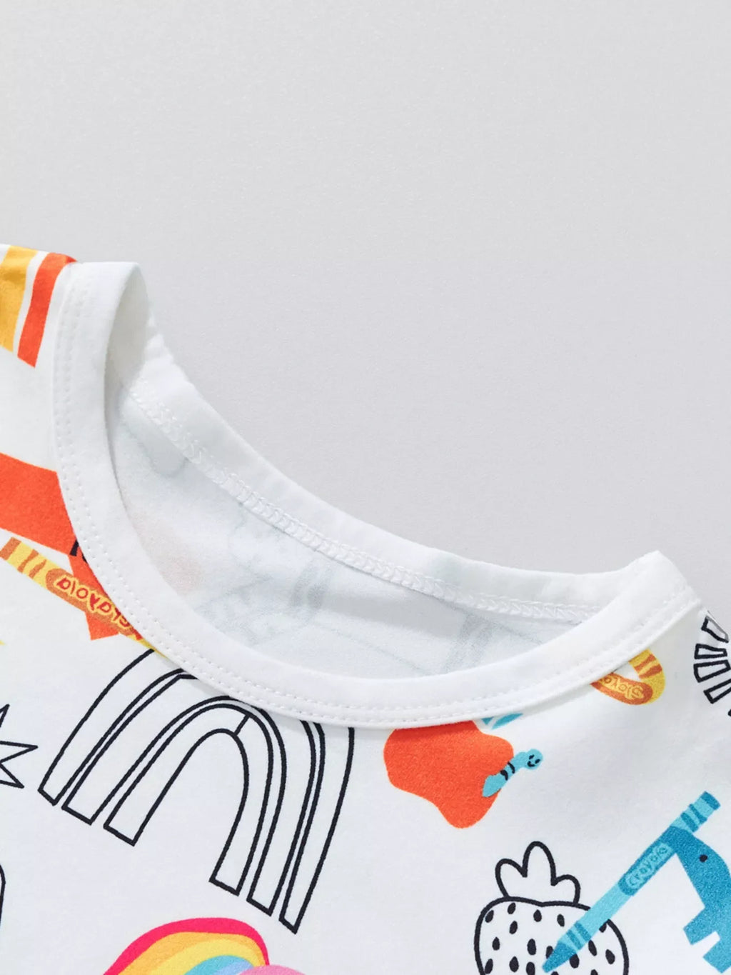 Children's Cartoon Print Short Sleeve Tee and Shorts Set