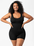 Scoop Neck Wide Strap Ribbed Shaping Romper