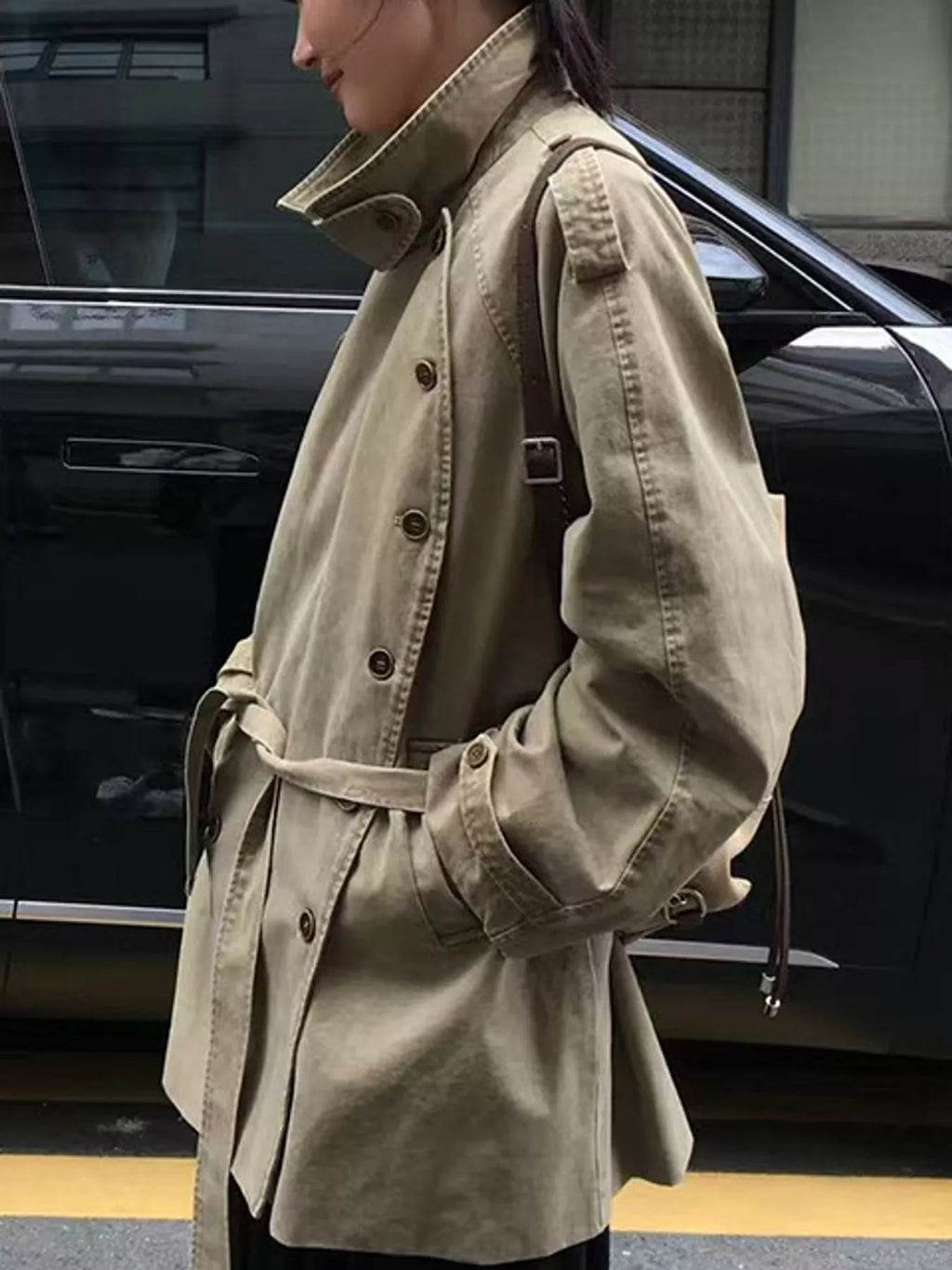 Vintage-Inspired Double-Breasted Belted Trench Outerwear