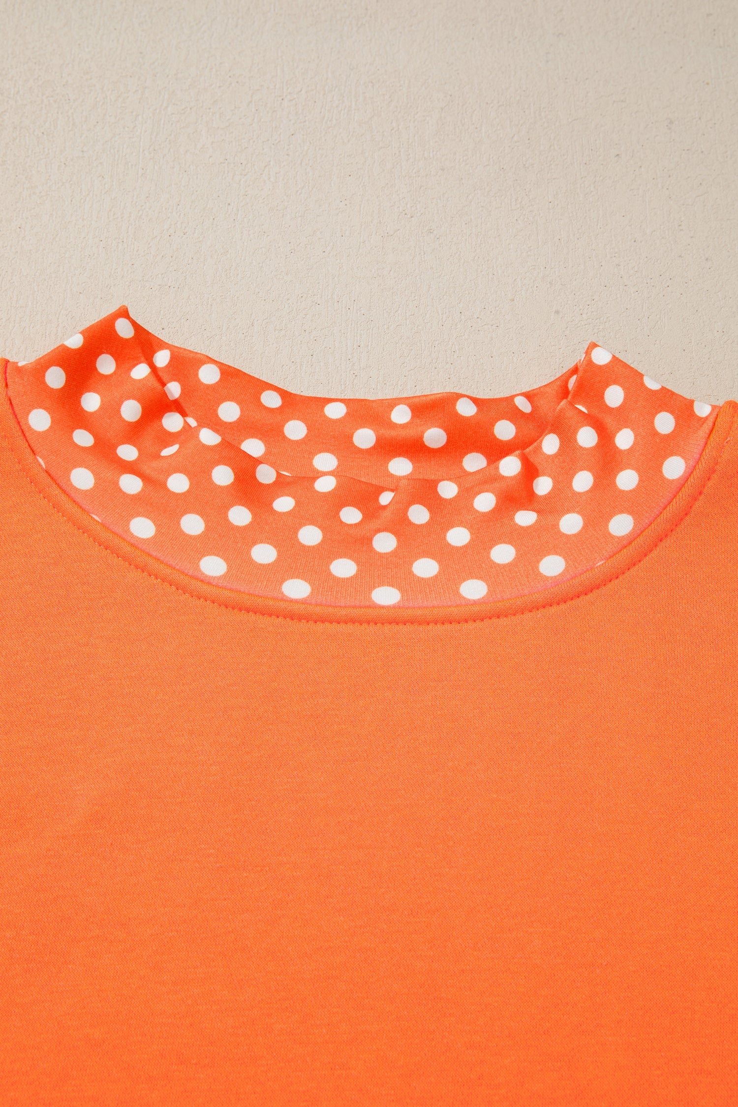 Orange Polka Dot Patchwork Round Neck Plus Size Sweatshirt