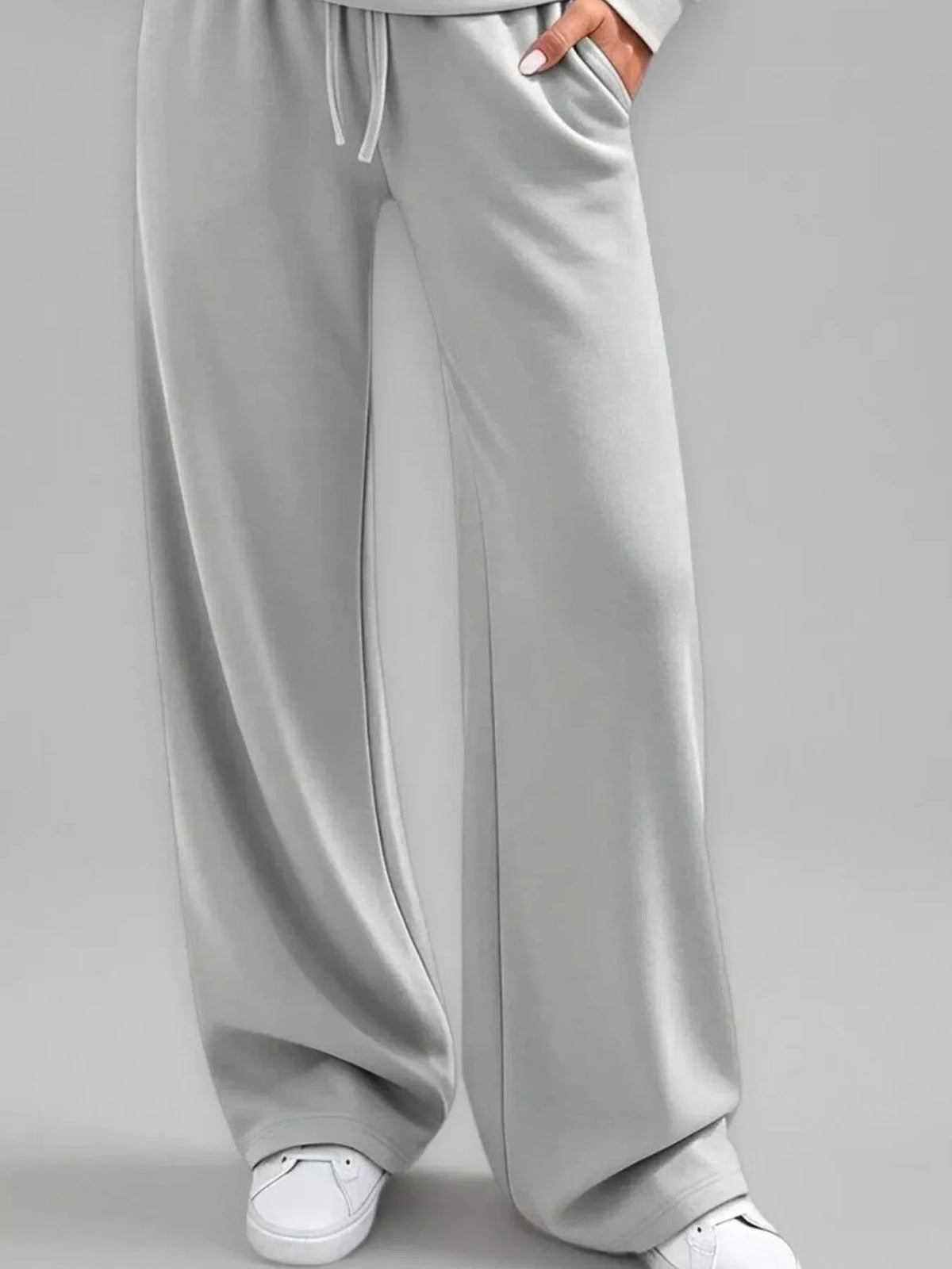 Button Detail Dropped Shoulder Top and Pants Set