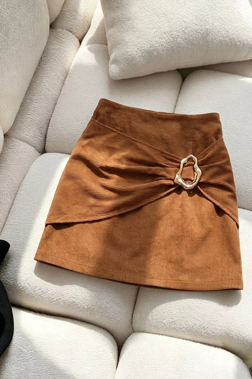 Metal Buckle Detail Mini Skirt