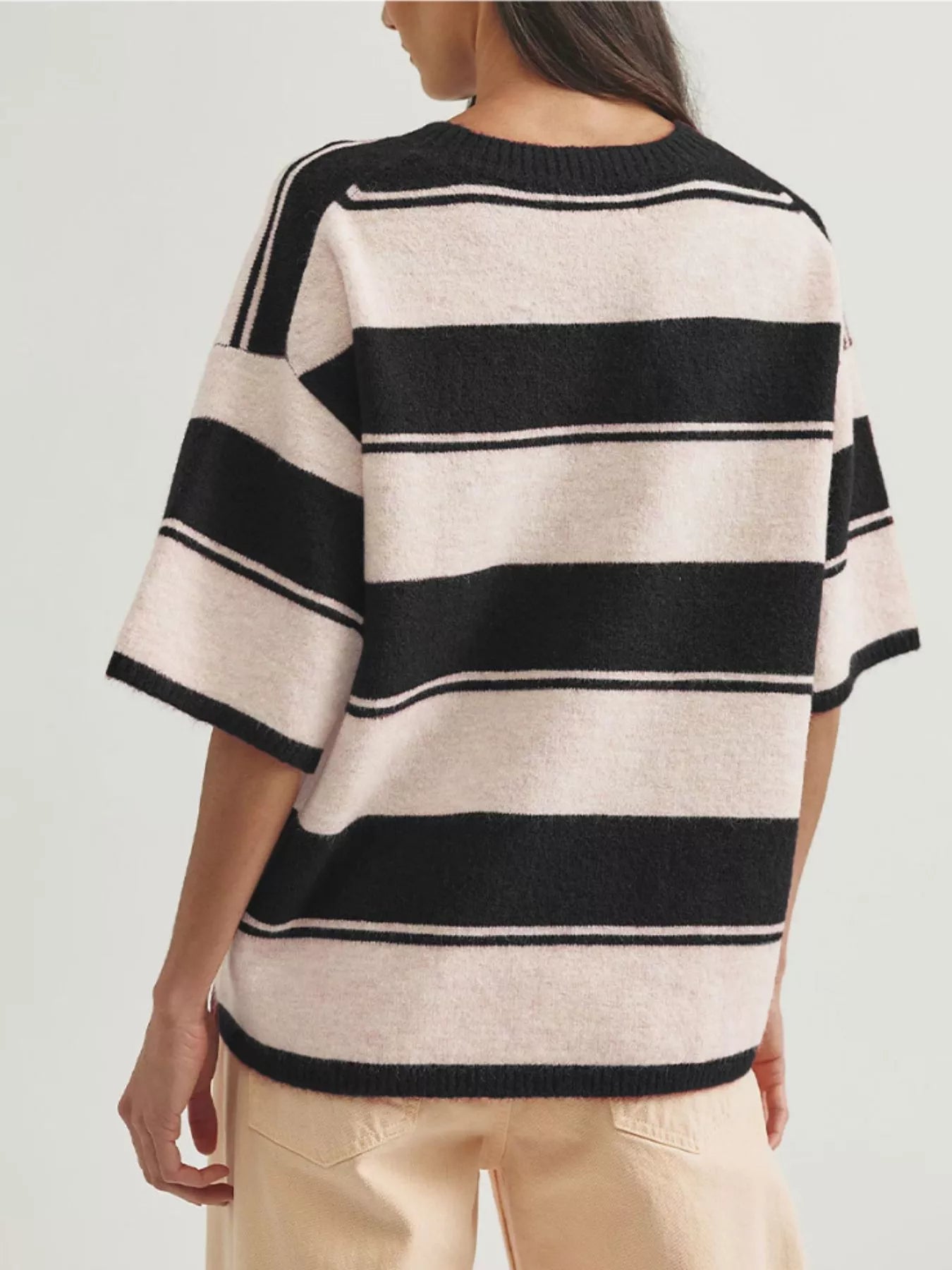 Striped Half Sleeve Sweater