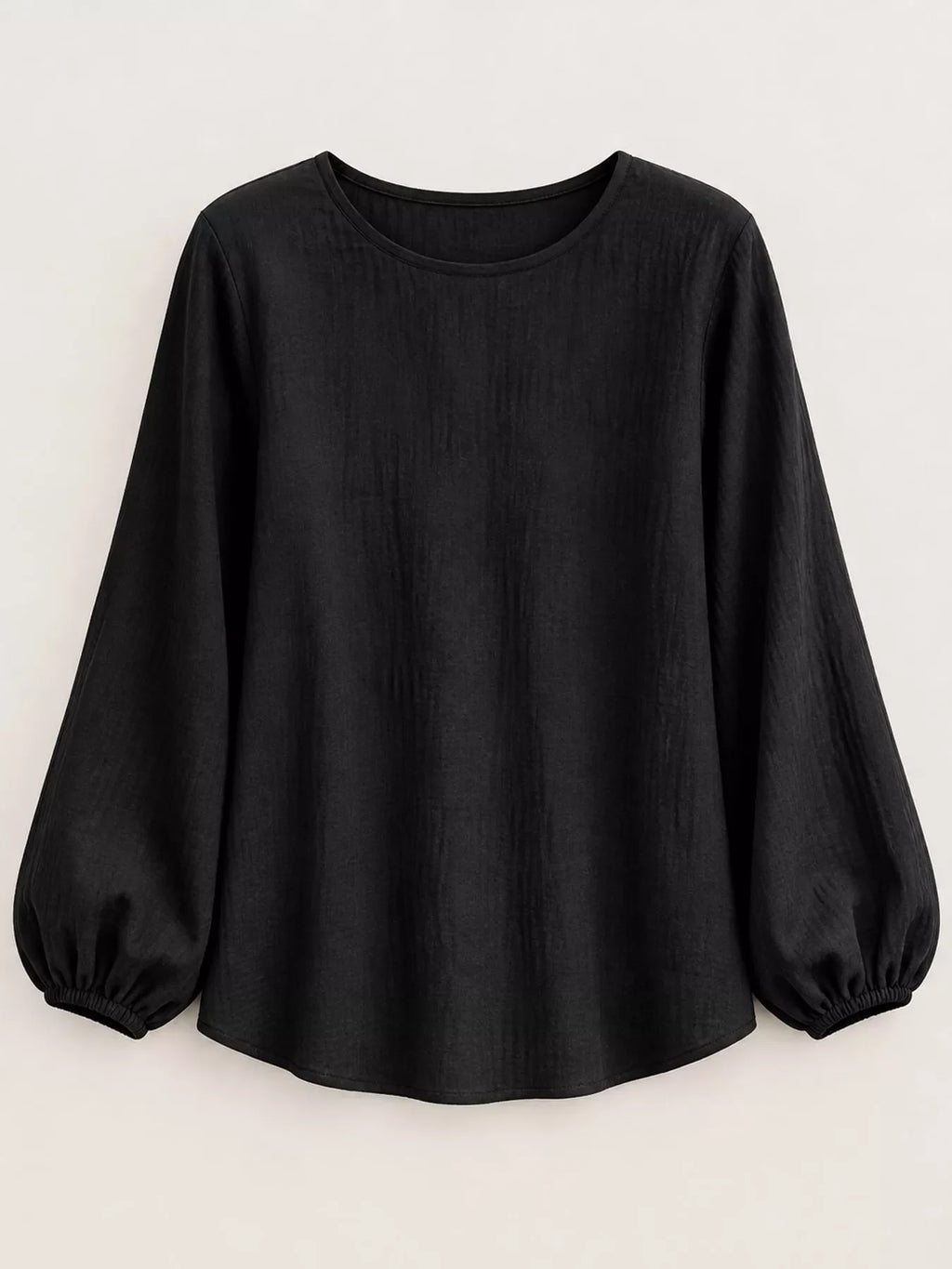 Full Size Elasticated Cuffs Long Sleeve Blouse Plus Size