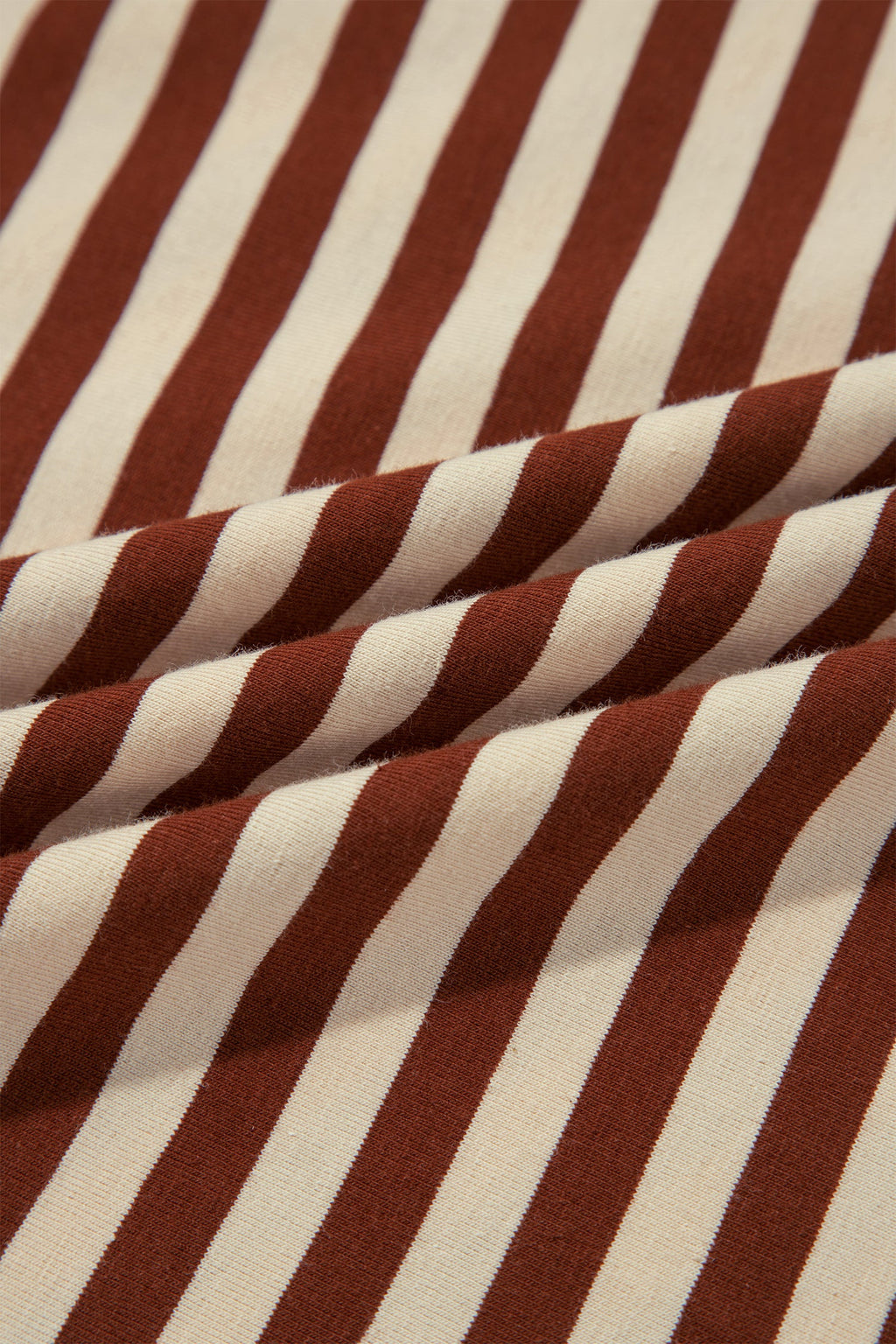 Brown Stripe Striped Colorblock Cuffs Round Neck Long Sleeve Shift Dress