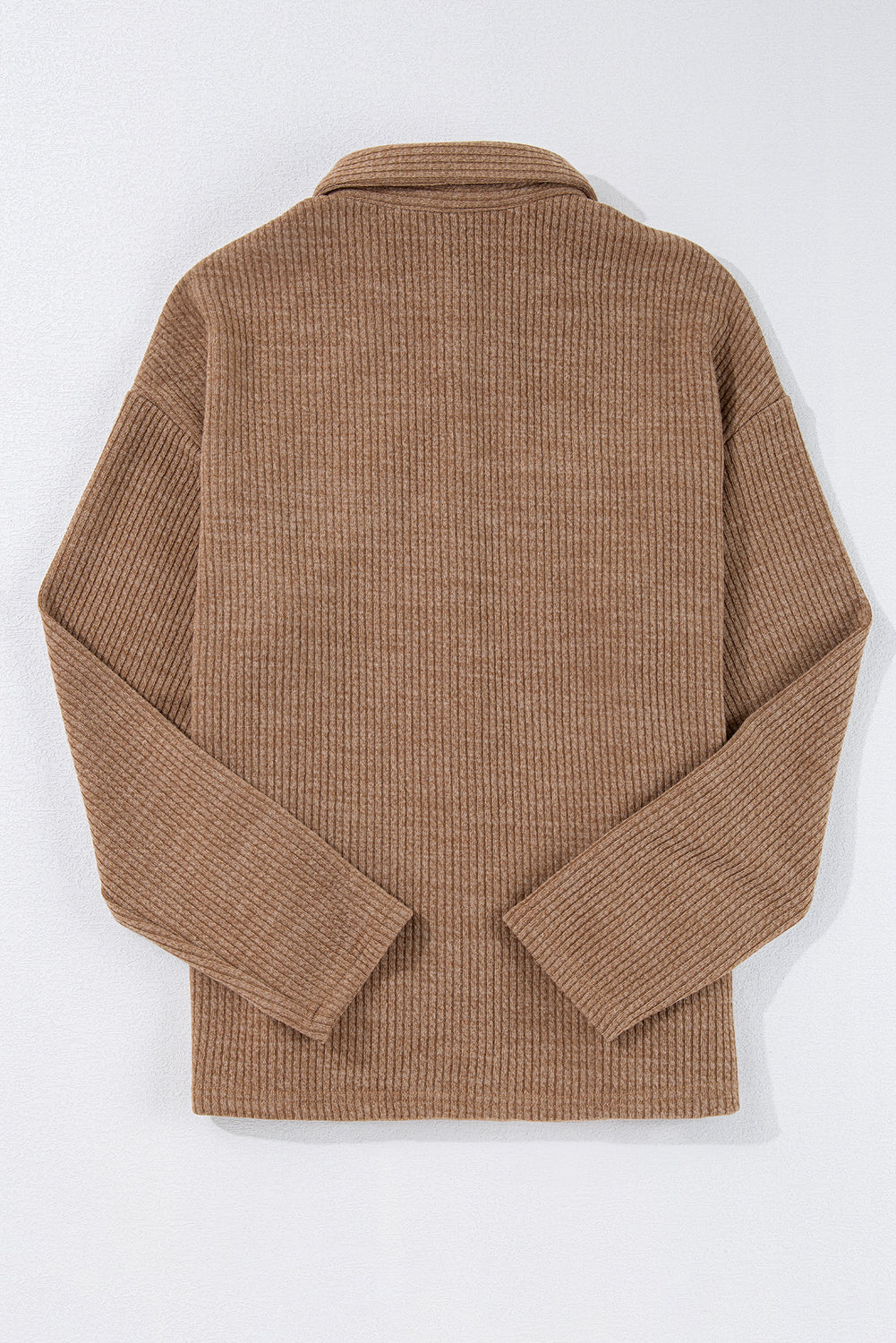 Solid Corduroy Button-Up Long Sleeve Jacket
