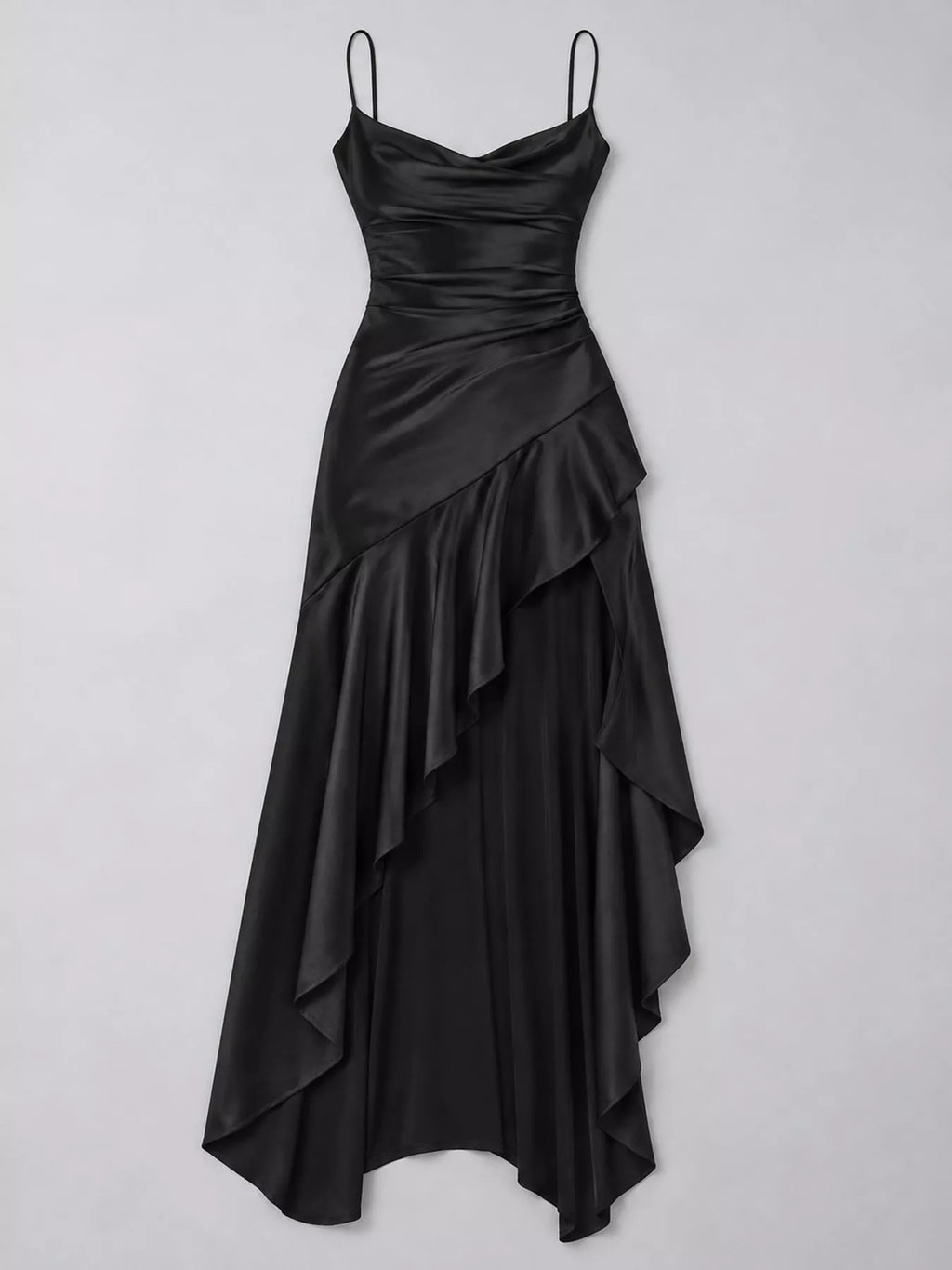 High-Low Ruffle Hem Evening Dress