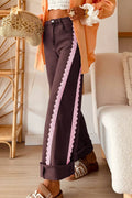 Lace Trim Casual Full-Length Regular Fit Jeans