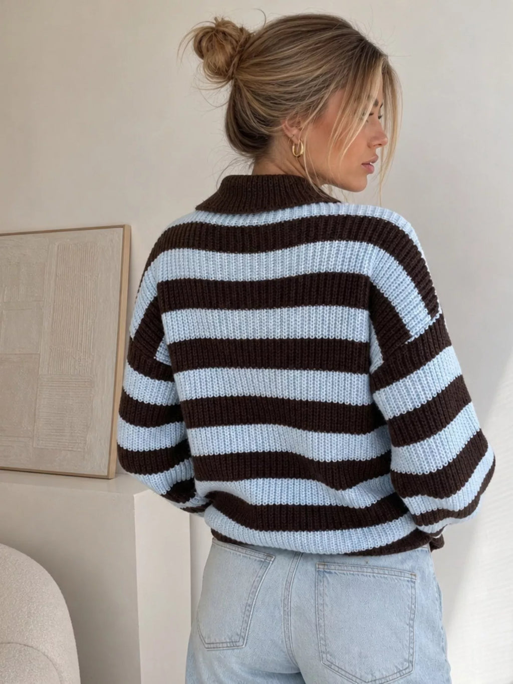 Striped Dropped Shoulder Sweater