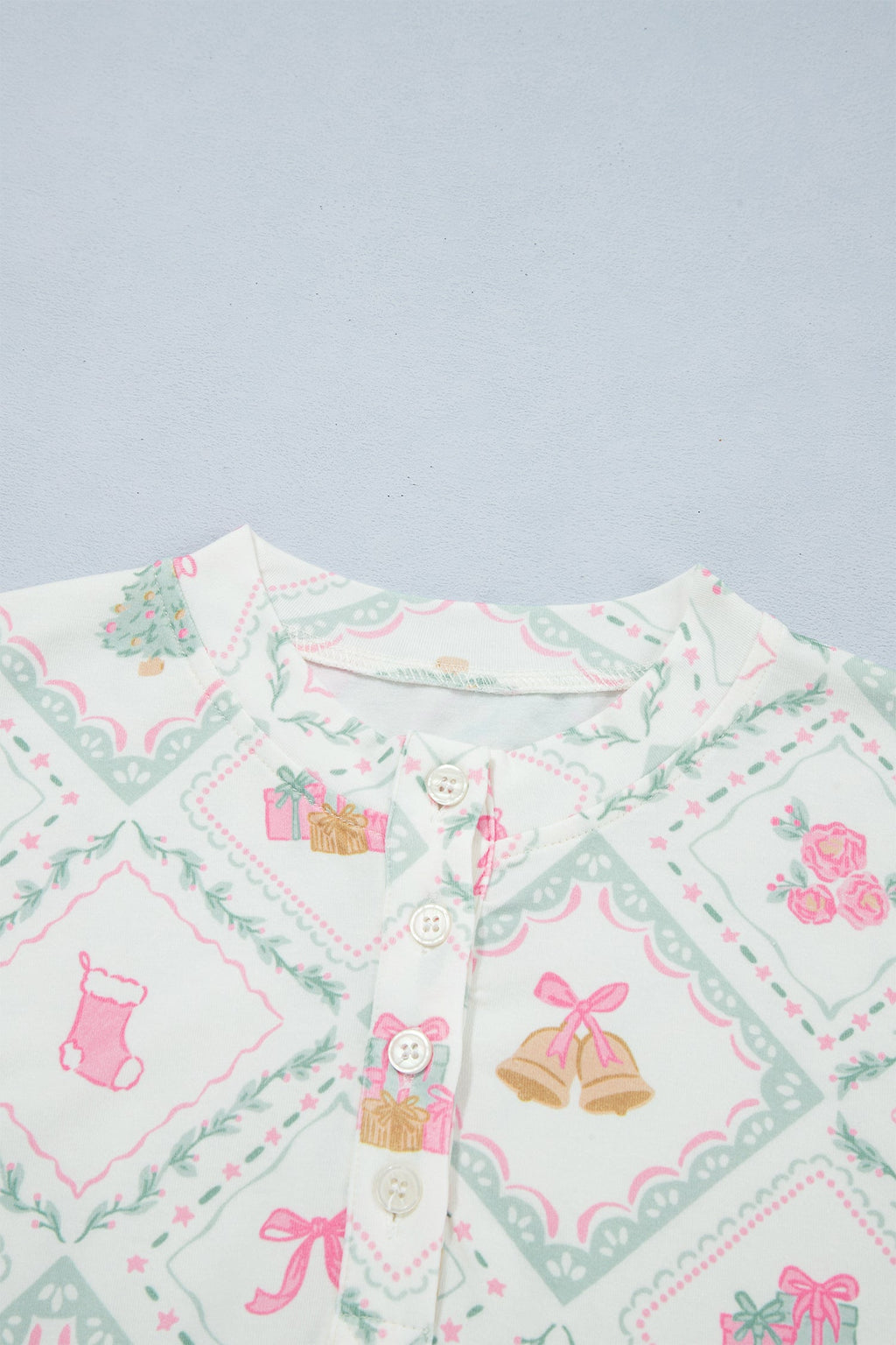 Christmas Patchwork Henley Top & Pant Pajama Set