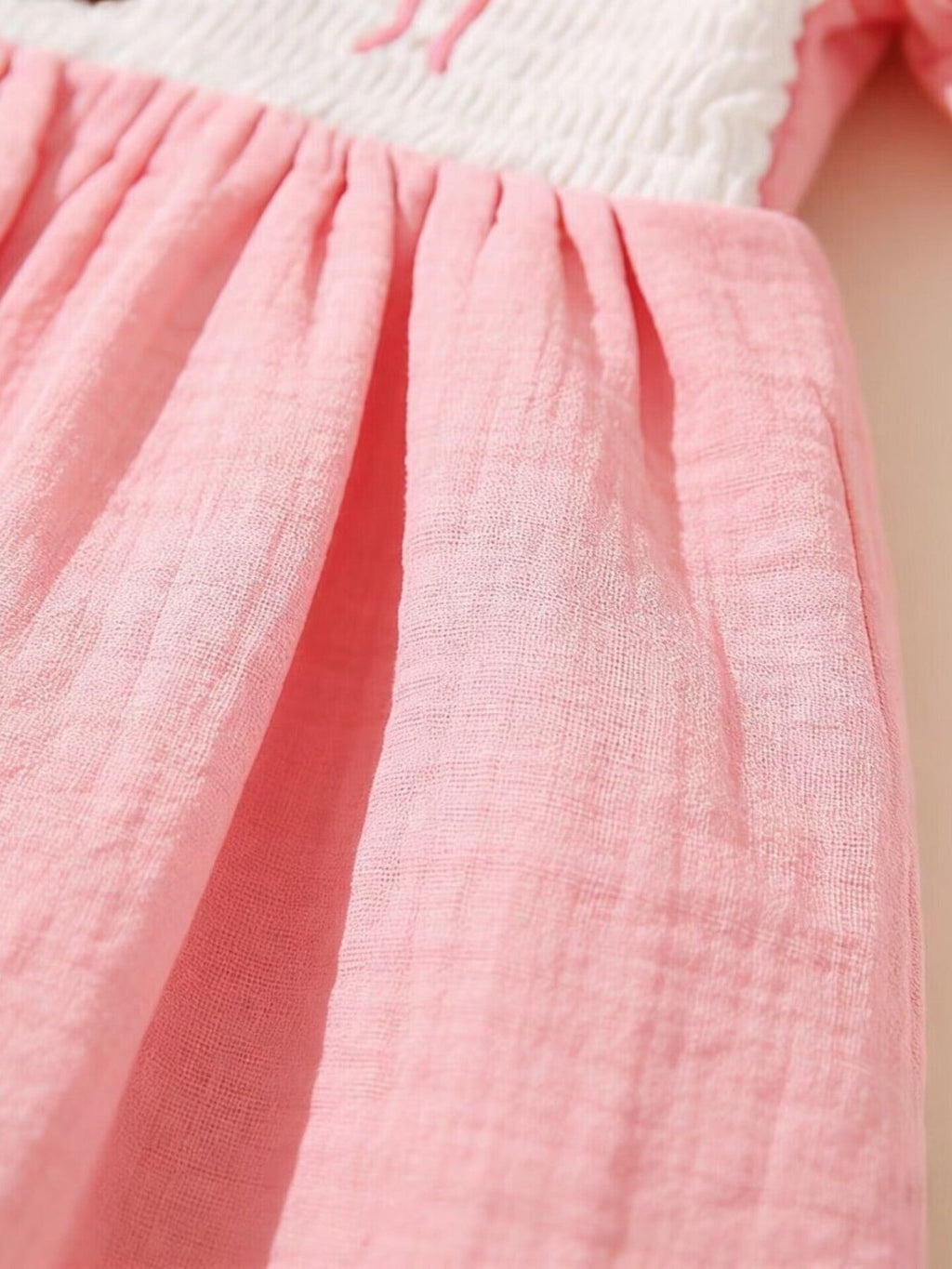 Children's Bear Embroidered Smocked Dress