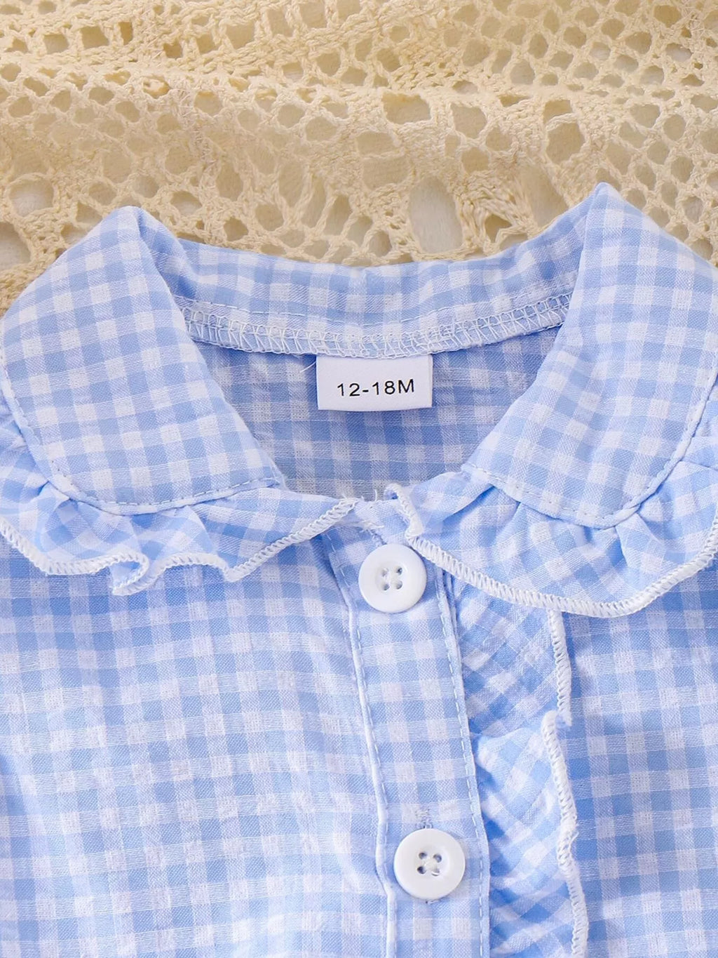 Children's Gingham Ruffle Collar Sleeveless Shirt
