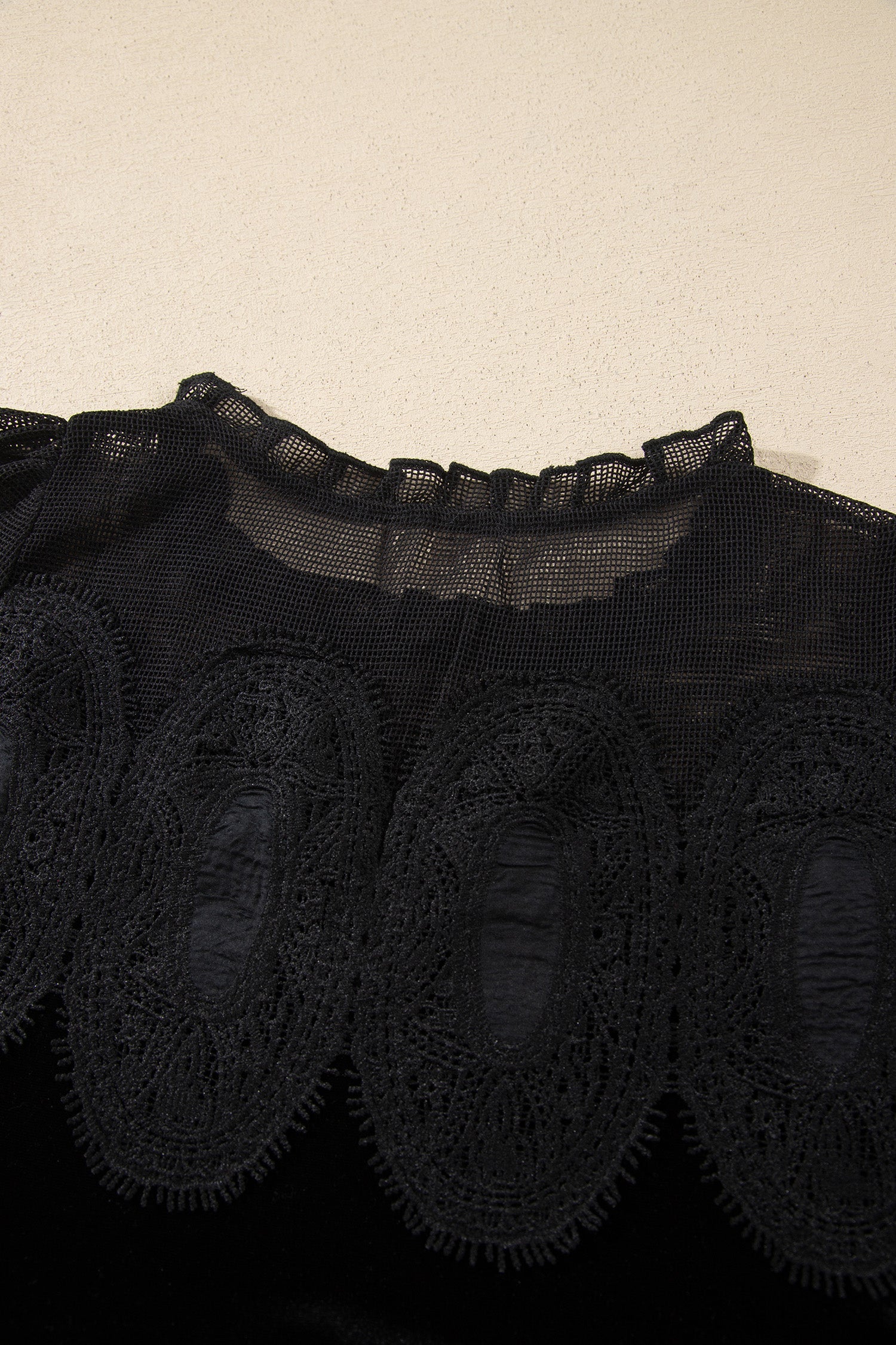 Black Embroidered Velvet Short Sleeve Mini Shift Dress