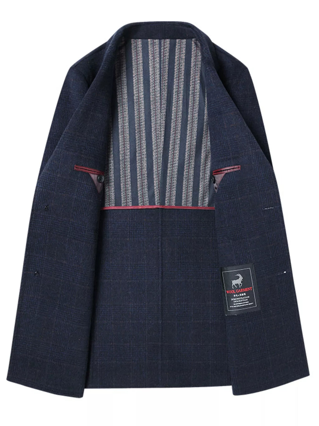 Men's Plus Size Plaid Wool Blend Overcoat