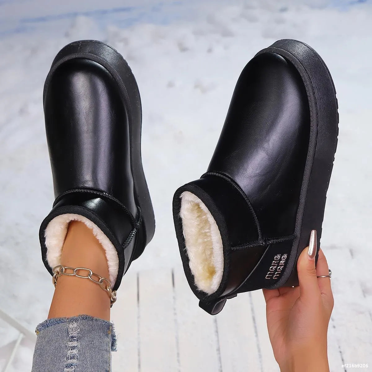 Faux-Fur Platform Ankle Boots