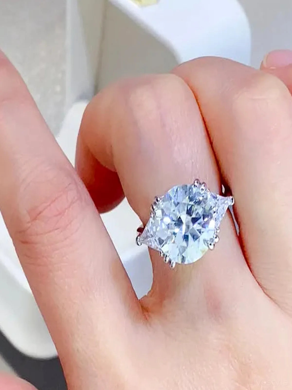 5 Carat Moissanite 925 Sterling Silver White Geometric Statement Ring