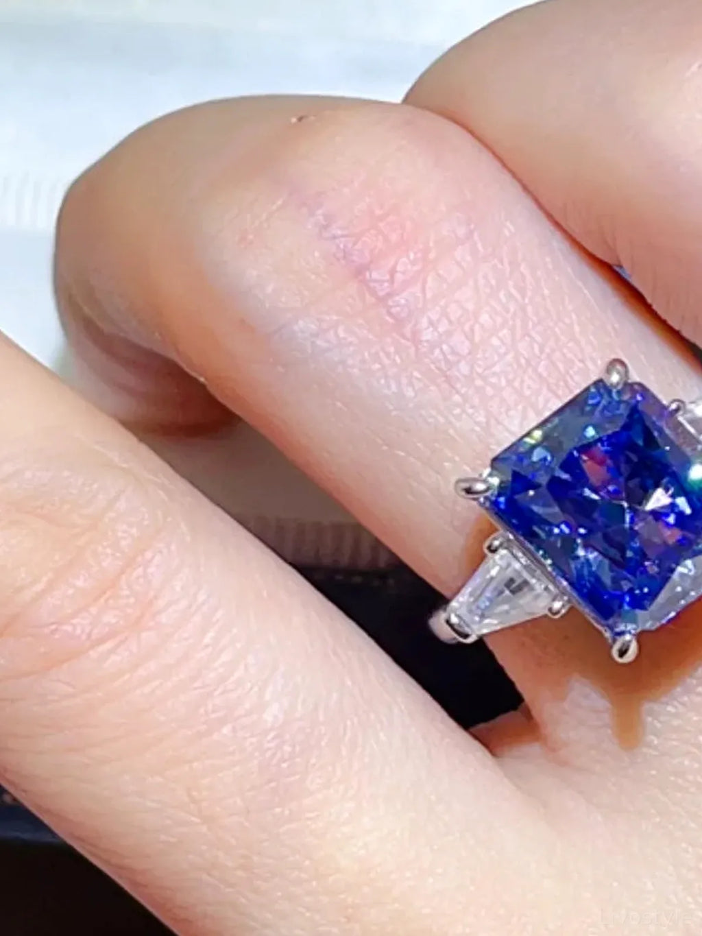 5 Carat Royal Blue Moissanite Cocktail Ring in 925 Sterling Silver